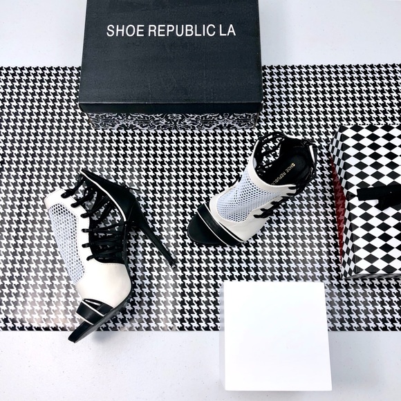 Shoe Republic LA Shoes - Black and White Sporty Mesh Heels